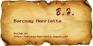 Barcsay Henrietta névjegykártya